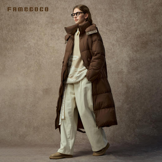 Famecoco范可儿户外极寒加厚过膝连帽白鸭绒长款羽绒服FAC8AH019 商品图2