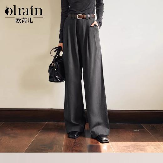 OLrain欧芮儿灰色休闲裤女冬季2024年新款通勤风气质宽松阔腿裤 商品图0