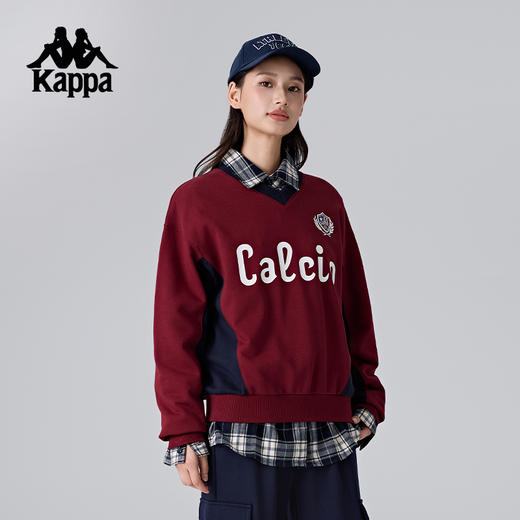 Kappa卡帕背靠背运动卫衣女2025新款复古针织套头衫宽松休闲上衣K0F22WT01 商品图1