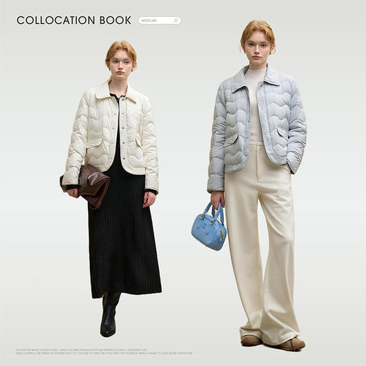 西遇立领连帽羽绒服女冬季新款小香风翻领加厚鸭绒短款外套D0043900 商品图1