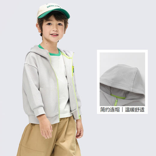 巴拉巴拉童装男童外套儿童上衣2025新款春装连帽纯棉华夫格时尚潮 商品图3