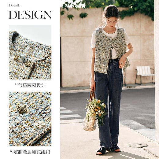 OLrain欧芮儿小香风短款马甲女春季2025年新款双排扣小众无袖背心 商品图1