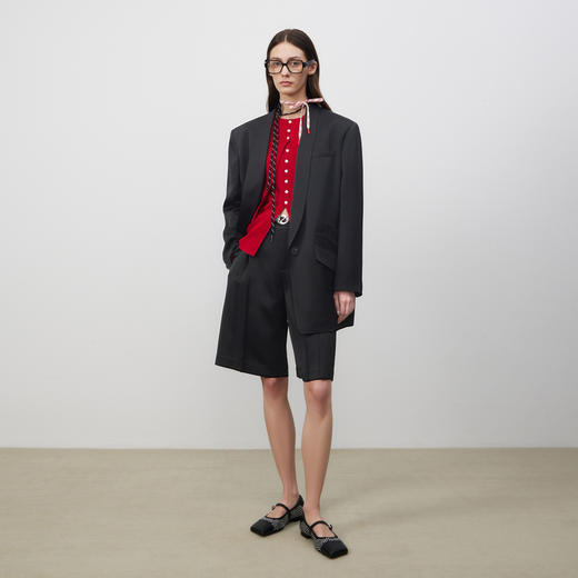 lost in echo2025春夏新款高级红色手工毛针织开衫背心套装上衣女 商品图4