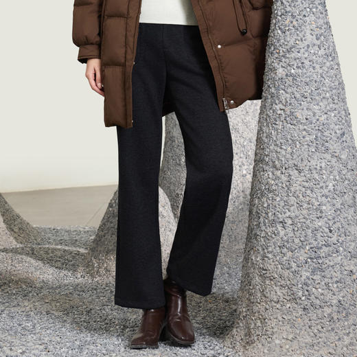 半身缘女裤 冬季保暖透气蚕丝羊绒直筒休闲裤244102E10302613 商品图1