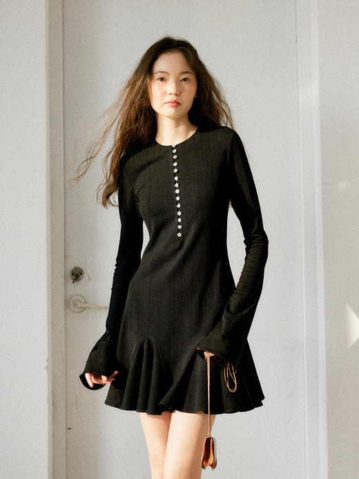 Even Vintage|韩国进囗醋酸 芭蕾精灵 异型贝壳扣温柔打底连衣裙 商品图2