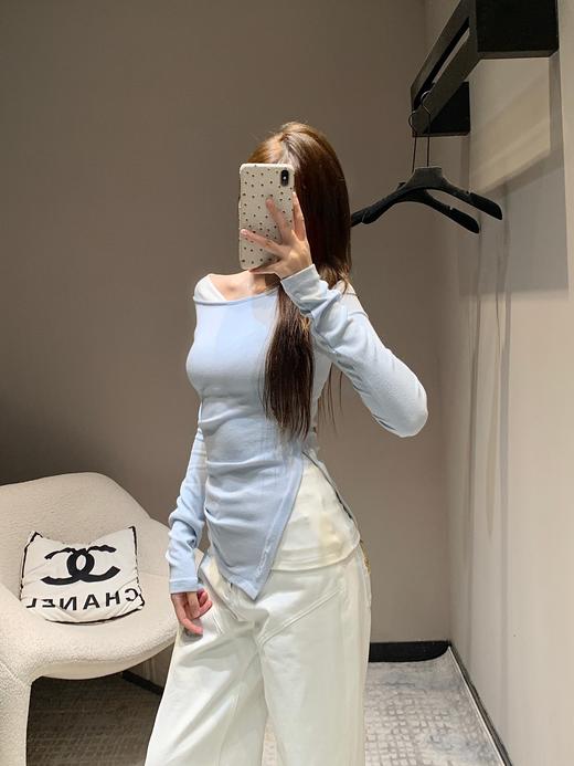 24Fw秋冬新款不规则假两件长袖T恤（UY*） 商品图6