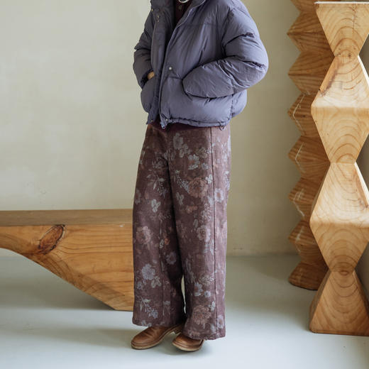 绽放旅行女装844朵/加厚双雨露麻底印花半松紧腰长裤宽松休闲裤 商品图2