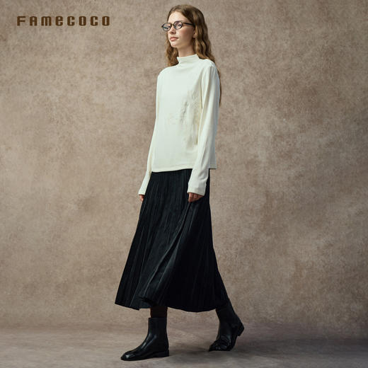 Famecoco范可儿双面磨毛显瘦保暖半高领打底衫FAC8BB001 商品图4