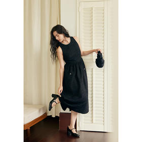 HeyDress法式连衣裙女秋冬收腰显瘦气质赫本风高级小黑裙花苞裙子