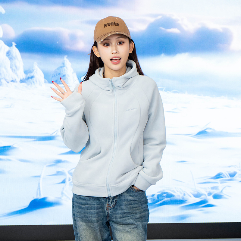 YKYB防风保暖舒适锁温不起球修身连帽奥粒绒卫衣