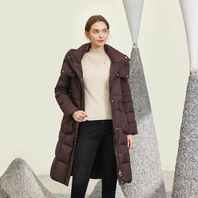 半身缘女装 冬季双重防风保暖连帽长款羽绒服254313M01713328