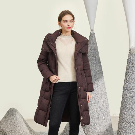 半身缘女装 冬季双重防风保暖连帽长款羽绒服254313M01713328 商品图0