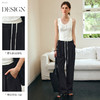 OLrain欧芮儿黑色直筒休闲裤女春季2025年新款松紧高腰显瘦阔腿裤 商品缩略图2
