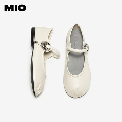 MIO米奥时尚甜美玛丽珍鞋羊皮革圆头皮带扣浅口单鞋M251400009 商品图3