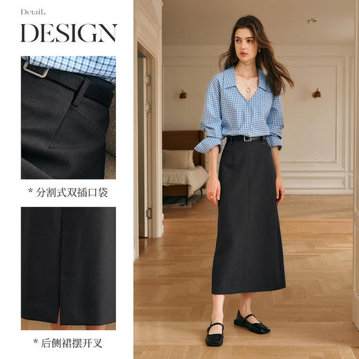 OLrain欧芮儿灰色半身裙女冬季2024年新款气质通勤中长款直筒裙 商品图3