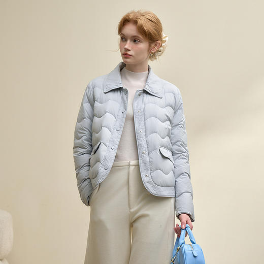 西遇立领连帽羽绒服女冬季新款小香风翻领加厚鸭绒短款外套D0043900 商品图4