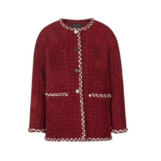 HeyDress法式复古小香风外套女冬季宽松圣诞红色优雅气质厚款上衣 商品图4