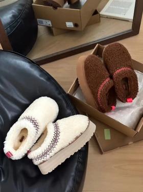 UGG 厚底民族风穗带款拖鞋 代购级2023民族风塔茨 加厚增高款毛毛鞋（UX*UGG）