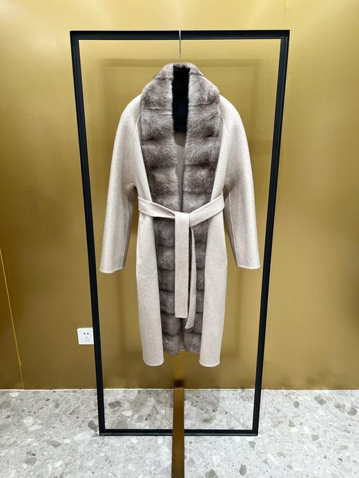 LP老钱风轻奢进口十字水貂领双面羊绒大衣（UY*XHD） 商品图13