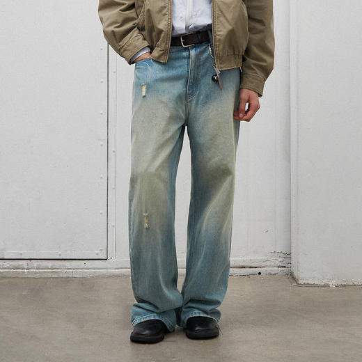 714street复古莱赛尔天丝牛仔裤男2025春季新款宽松直筒休闲长裤 商品图0