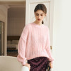 OLrain欧芮儿粉色针织衫女冬季2024新款法式镂空灯笼袖慵懒套头衫 商品缩略图4
