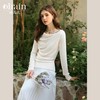 OLrain欧芮儿杏白色针织衫女冬季2024年新款法式不规则长袖上衣 商品缩略图0