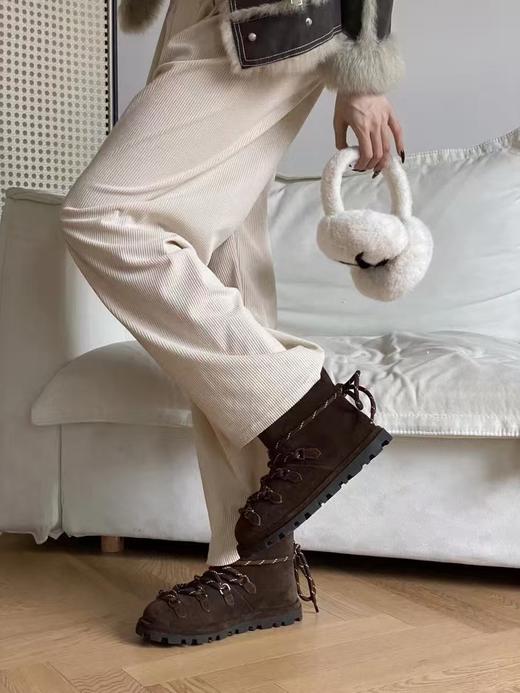 缪缪2024ss秋冬走秀款绑带羊毛小短靴雪地靴毛毛鞋（UX*HD） 商品图12