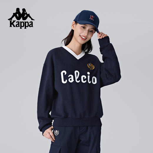 Kappa卡帕背靠背运动卫衣女2025新款复古针织套头衫宽松休闲上衣K0F22WT01 商品图2