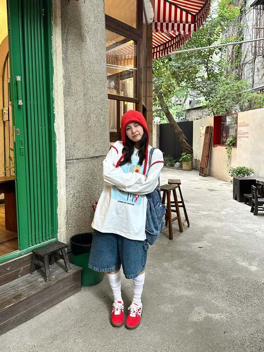 CHEERUPUNIF*RM24Fw秋冬新款立体窗台印花长袖T恤（UY*DQJB） 商品图3