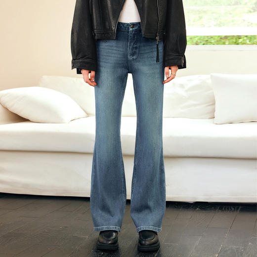 OLrain欧芮儿美式蓝色牛仔裤女冬季2024年新款时尚通勤复古微喇裤 商品图1