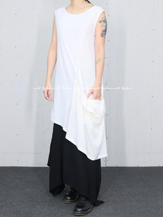 Y's | 白色中国绉无袖上衣 商品图1