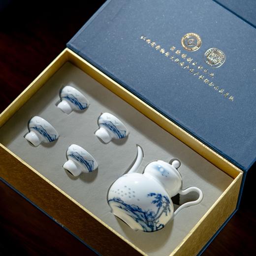 富玉 | 景德镇高温玲珑瓷酒具组合高级感青花玲珑双松平远酒具 商品图4