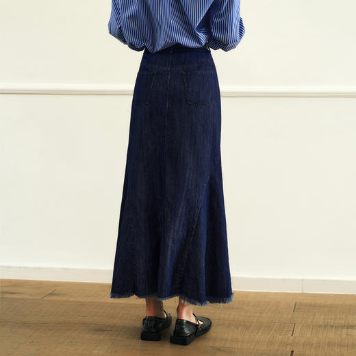 OLrain欧芮儿法式牛仔半身裙女冬季2024年新款时尚高腰包臀鱼尾裙 商品图2