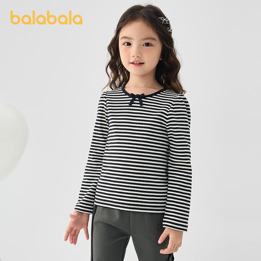 巴拉巴拉童装女童T恤儿童2025春装新款长袖上衣甜美条纹针织内搭 商品图2
