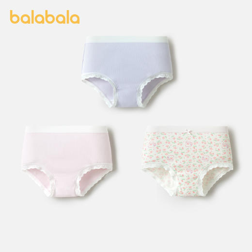 巴拉巴拉女童内裤棉a类儿童三角短裤子亲肤中大童小童宝宝三条装 商品图0