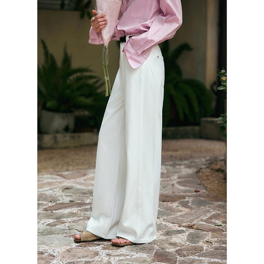 OLrain欧芮儿白色休闲牛仔裤女冬季2024年新款宽松显瘦直筒阔腿裤 商品图4