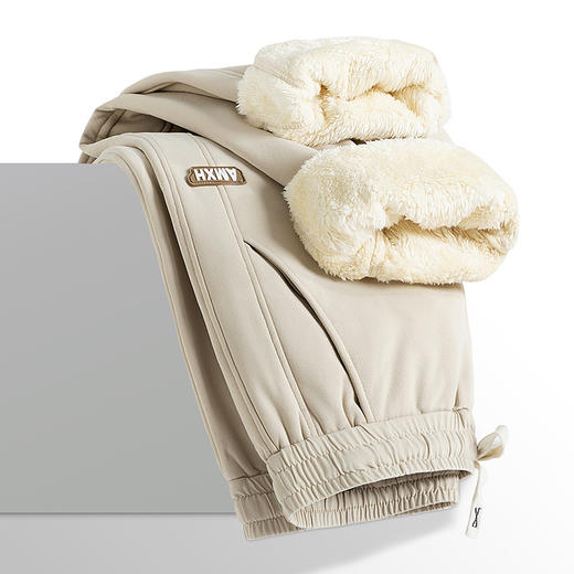 红览 休闲裤男士羊羔绒秋裤冬季加绒棉裤加厚运动裤子520 商品图0