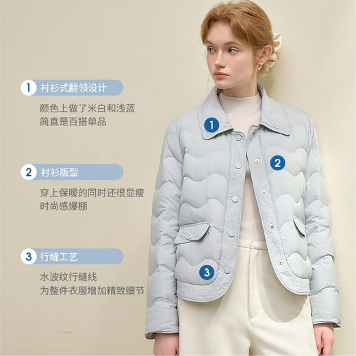 西遇立领连帽羽绒服女冬季新款小香风翻领加厚鸭绒短款外套D0043900 商品图2