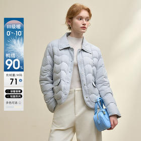 西遇立领连帽羽绒服女冬季新款小香风翻领加厚鸭绒短款外套D0043900