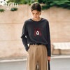 OLrain欧芮儿灰色长袖T恤女春季2025年新款趣味印花圆领休闲上衣 商品缩略图0