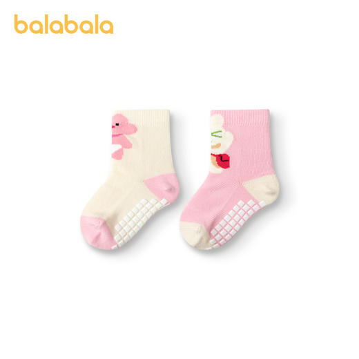 巴拉巴拉婴儿袜子新生儿宝宝地板袜春季新款小童男女童棉袜两双装 商品图4