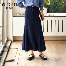 OLrain欧芮儿法式牛仔半身裙女冬季2024年新款时尚高腰包臀鱼尾裙