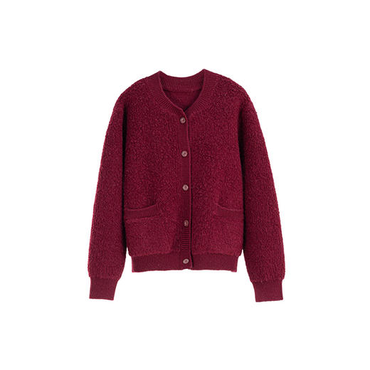 绽放旅行女装894朵/简爱毛衣100%绵羊毛四色绒感短款开襟毛针织衫 商品图3