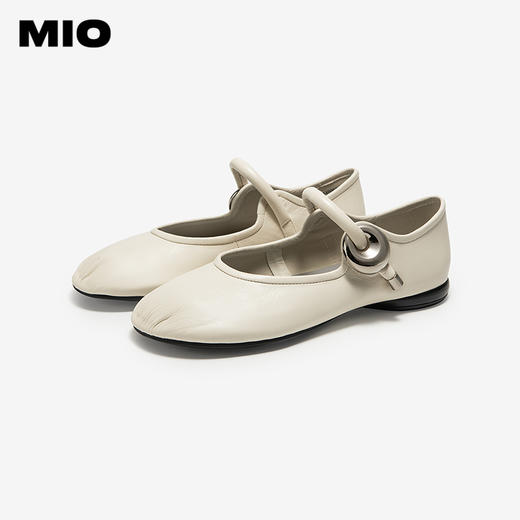 MIO米奥时尚甜美玛丽珍鞋羊皮革圆头皮带扣浅口单鞋M251400009 商品图2