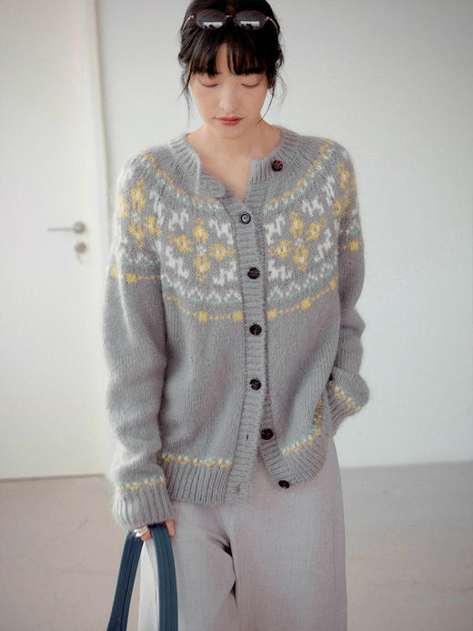 【现货】Even Vintage|重磅复古费尔岛 慵懒随性宽松落肩廓形感毛衣开衫 商品图1