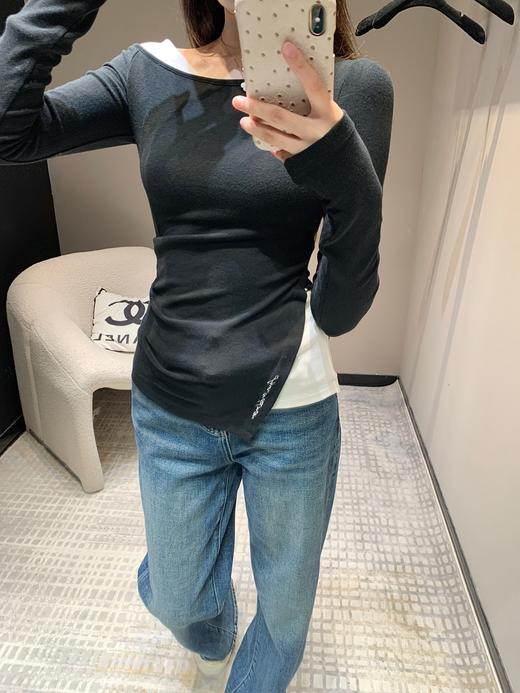 24Fw秋冬新款不规则假两件长袖T恤（UY*） 商品图3