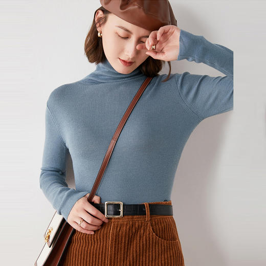 纤束马精纺羊毛堆堆领打底衫A17 72小时发货 商品图7