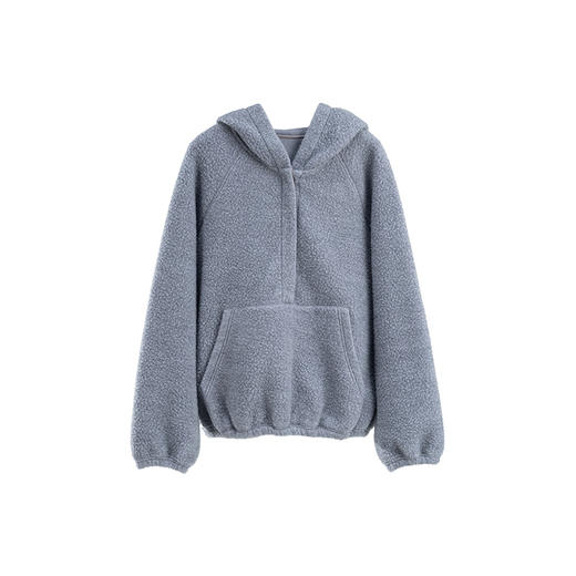 绽放旅行女装824朵/秋冬加厚羊毛棉摇粒绒连帽半开襟落肩长袖卫衣 商品图3