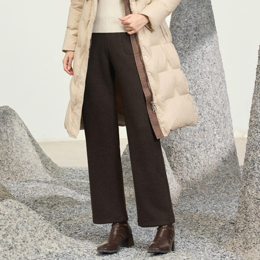 半身缘女裤 冬季保暖透气蚕丝羊绒直筒休闲裤244102E10302613 商品图3