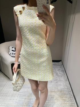 Balm*in巴尔曼24FW秋冬新款金扣装饰无袖背心连衣裙（UY*DQJB)